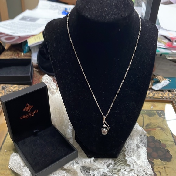 Chaulri Tahitian Black Pearl Pendant Sterling 925 Necklace - Picture 4 of 16